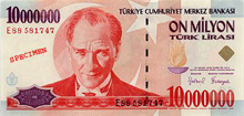 Le billet de 10 000 000 Livres turques