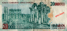 Le billet de 20 000 000 Livres turques