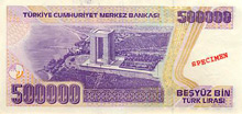 Le billet de 500 000 Livres turques