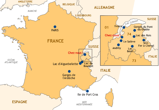 Carte de nos vacances et sorties en France