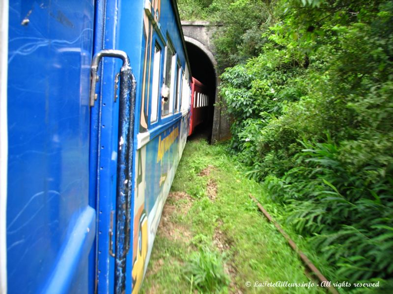 Le train passe de nombreux tunnels...