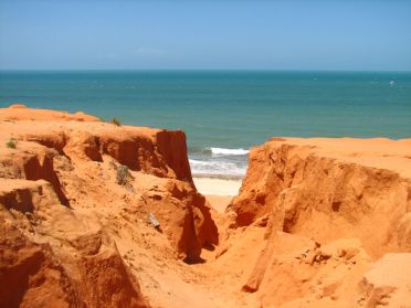 La belle falaise de Canoa Quebrada plonge vers la mer