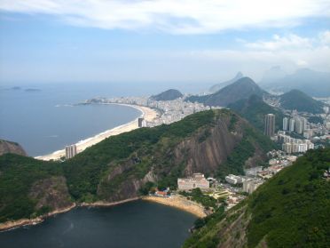 Au fond, la c&eacute;l&egrave;bre plage de Copacabana