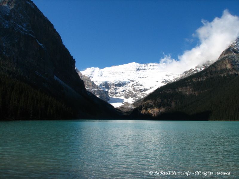 Le lac Louise, vu d'en bas