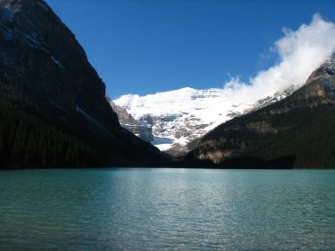 Le lac Louise, vu d'en bas