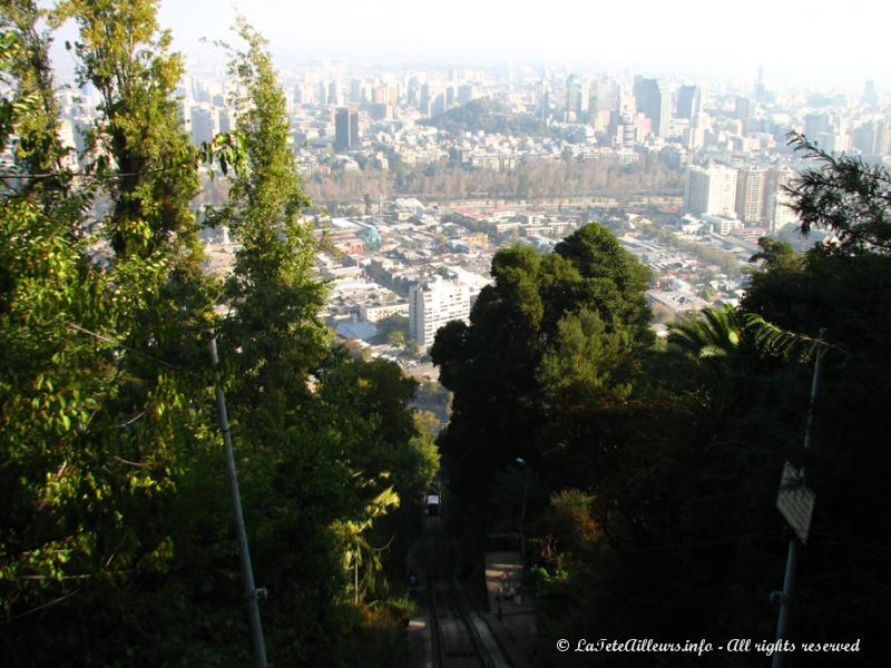 Vue depuis le funiculaire qui mène au cerro San Cristóbal