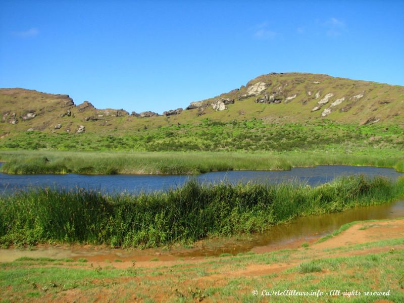 Le cratère du volcan Rano Raraku