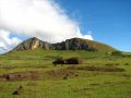 Nous arrivons à la carrière de Rano Raraku