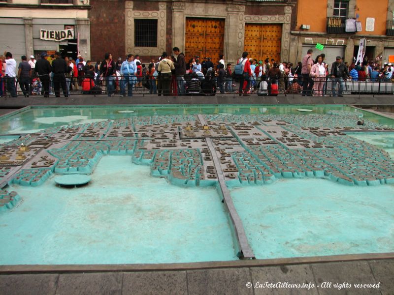 Le plan de l'ancienne Tenochtitlan, à l'emplacement de l'actuelle Mexico