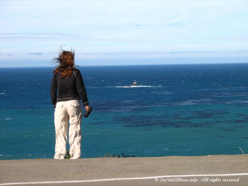 Rebecca devant l'immensite du Pacifique