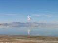 Le Great Salt Lake depuis le pont reliant Antelope Island au continent