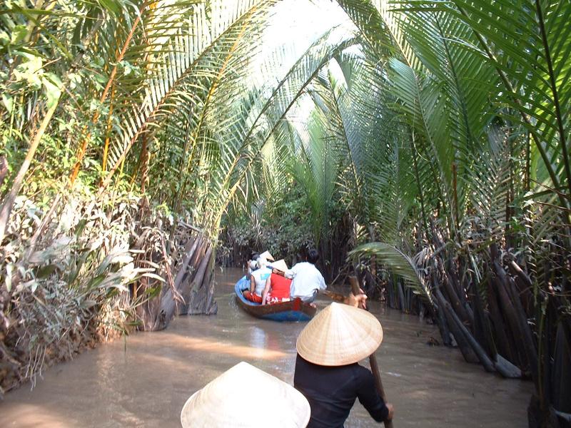 Ballade en bateau sur ces petits canaux cernés par les palmiers d'eau
