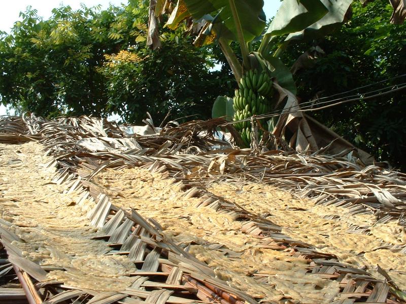 ... pendant que les bananes sèchent sur les toîts