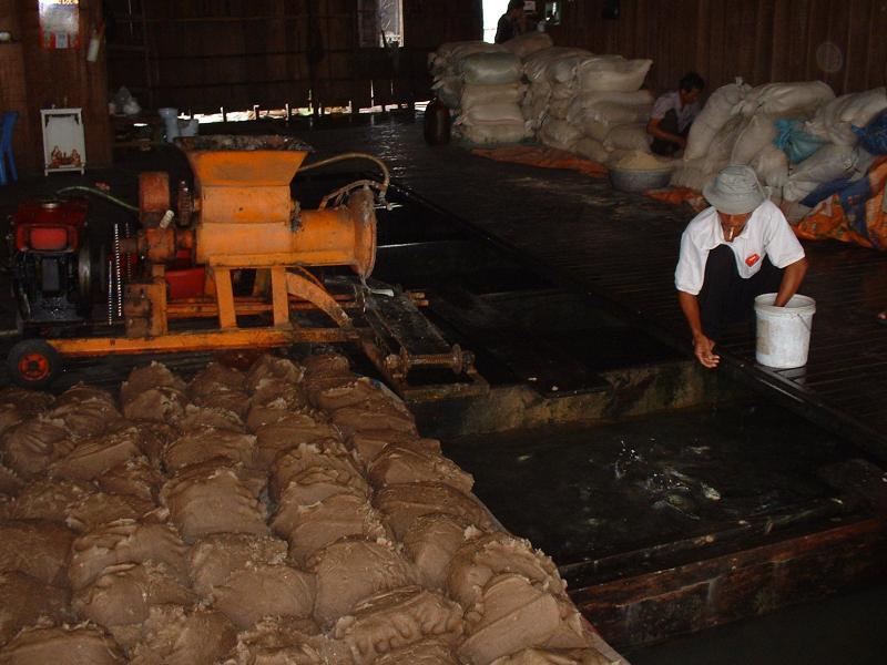 A droite, la nourriture des poissons. Et quand on les nourrit, ça éclabousse !